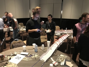 Office team working on building a bridge